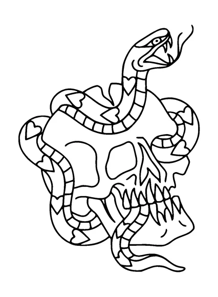 Snake On Broken Skull Tattoo Meaning, PNG and SVG