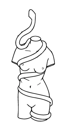 Snake On Female Statue Tattoo Meaning, PNG and SVG