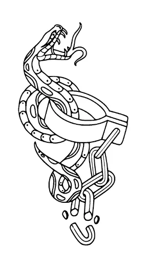 Snake On Handcuffs Tattoo Meaning, PNG and SVG