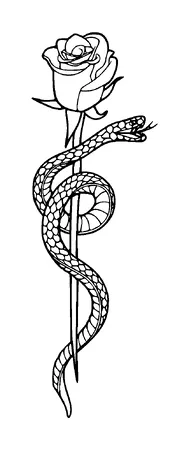 Snake On Rose Tattoo Meaning, PNG and SVG