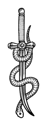 Snake On Sword Tattoo Meaning, PNG and SVG