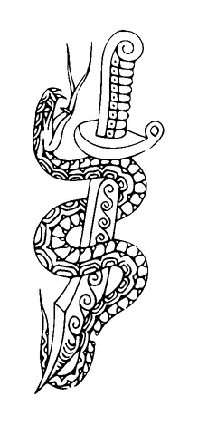 Snake On Sword Tattoo Meaning, PNG and SVG