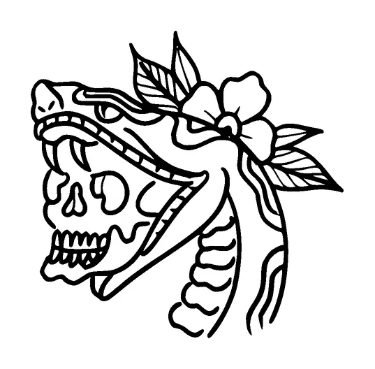 Snake With Skull In Mouth Tattoo Meaning, PNG and SVG