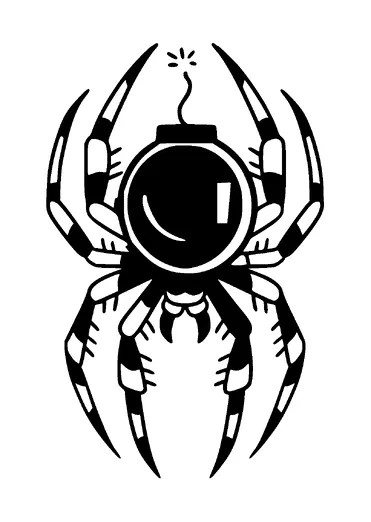 Spider With Bomb On Back Tattoo Meaning, PNG and SVG