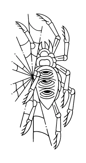 Spider With Web And Eyes On Back Tattoo Meaning, PNG and SVG