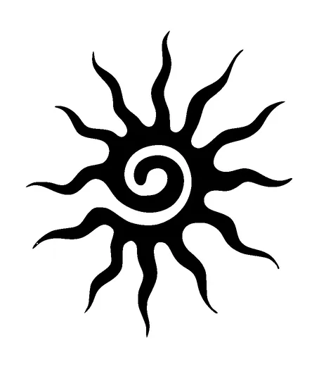 Spiral Sun Shape Tattoo Meaning, PNG and SVG