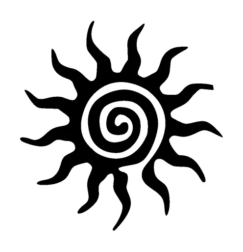 Spiral Sun Shape Tattoo Meaning, PNG and SVG