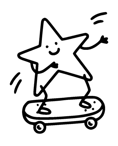 Star Riding Skateboard Tattoo Meaning, PNG and SVG