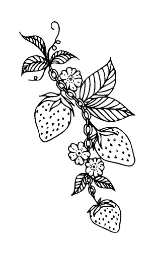 Strawberries On Chain Tattoo Meaning, PNG and SVG