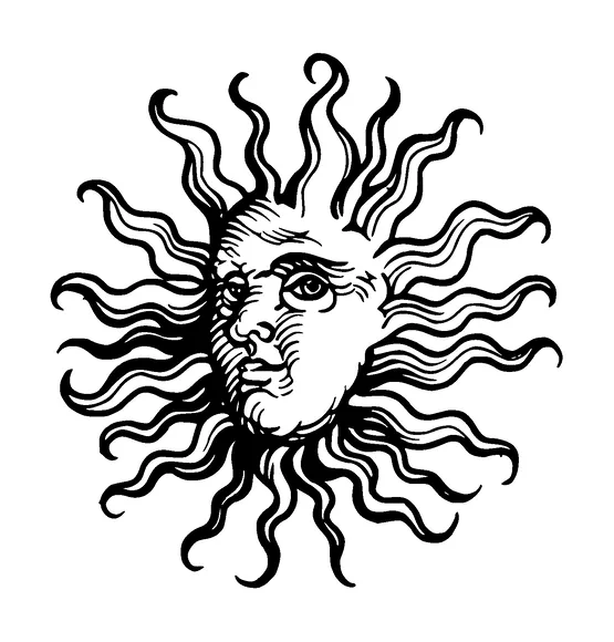 Sun Face Tattoo Meaning, PNG and SVG