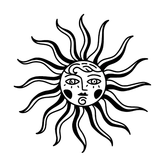 Sun Face Tattoo Meaning, PNG and SVG