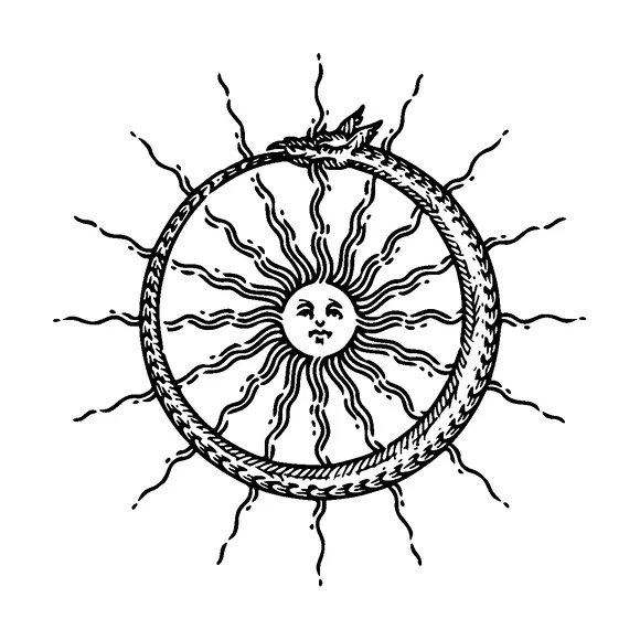 Sun Inside Dragon Cicle Tattoo Meaning, PNG and SVG