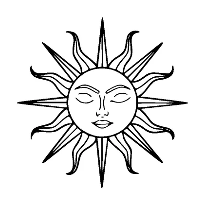 Sun Sleeping Tattoo Meaning, PNG and SVG