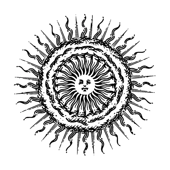 Sun With Circular Cloud And Rays Tattoo Meaning, PNG and SVG