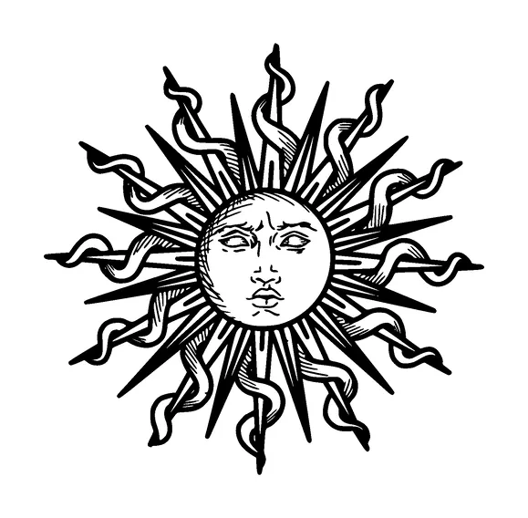 Sun With Face Tattoo Meaning, PNG and SVG