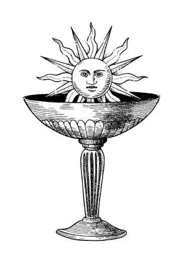 Sun With Face In Chalice Tattoo Meaning, PNG and SVG