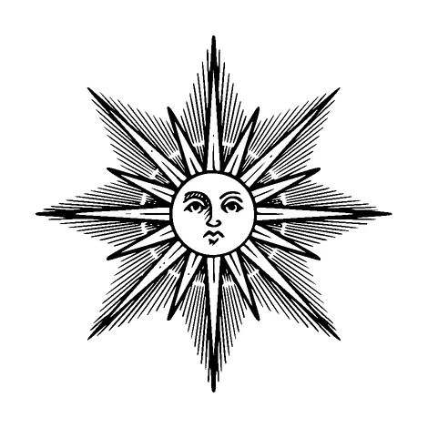 Sun With Face Large Tattoo Meaning, PNG and SVG