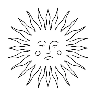 Sun With Sleepy Sun Face Tattoo Meaning, PNG and SVG