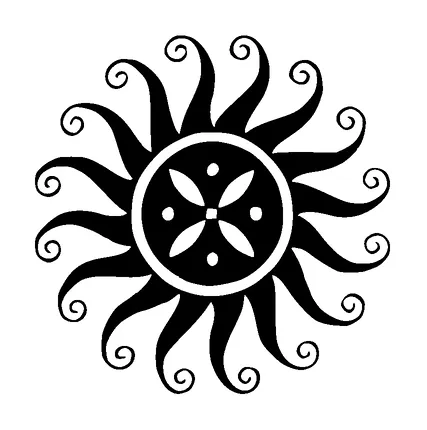 Sun With Spiral Raws Tattoo Meaning, PNG and SVG