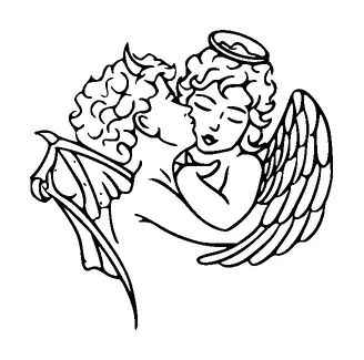 Sweets Angels Kissing Tattoo Meaning, PNG and SVG