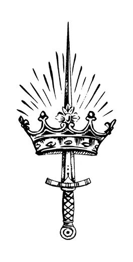 Sword Through Crown Tattoo Meaning, PNG and SVG