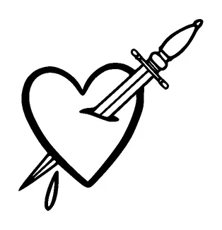 Sword Through Heart Tattoo Meaning, PNG and SVG