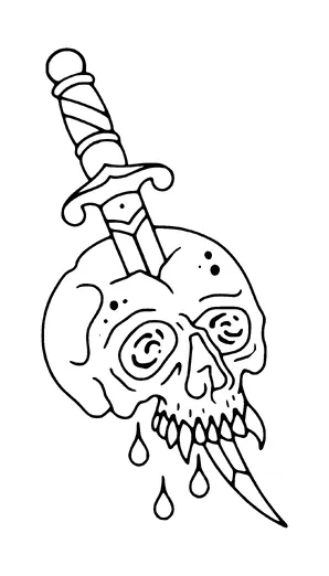 Sword Through Skull Tattoo Meaning, PNG and SVG