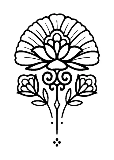 Symmetric Flower Ornament Tattoo Meaning, PNG and SVG