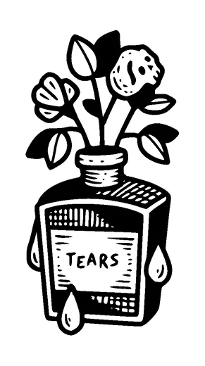 Tear Bottle With Flowers Tattoo Meaning, PNG and SVG