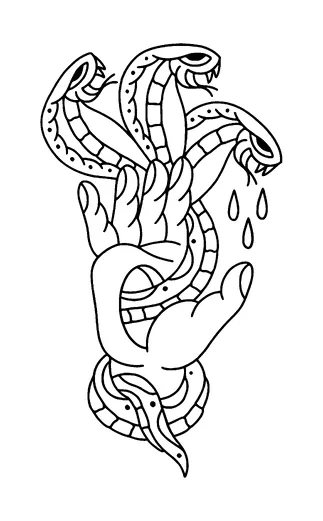 Three Cobras In Hand Tattoo Meaning, PNG and SVG