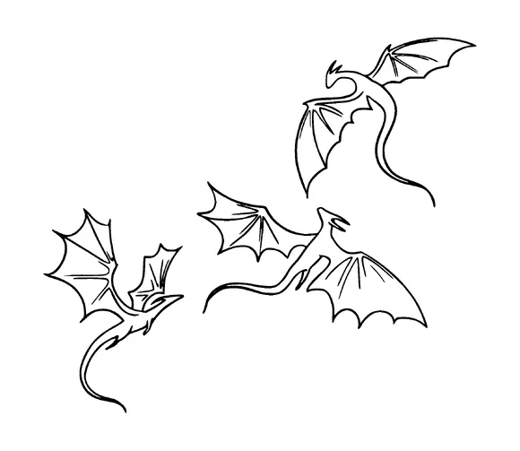 Three Dragons Flying Simple Tattoo Meaning, PNG and SVG