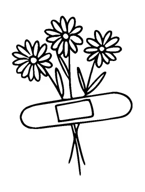 Three Flowers On Band Aid Tattoo Meaning, PNG and SVG