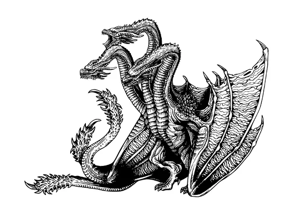 Three Headed Dragon With Wings And Tails Tattoo Meaning, PNG and SVG