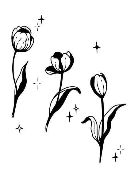 Three Sparkling Tulips Tattoo Meaning, PNG and SVG