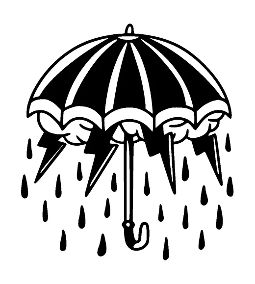 Thunderstorm In Umbrella Tattoo Meaning, PNG and SVG