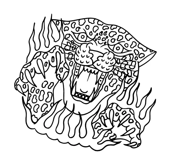 Tiger Attacking From Fire Tattoo Meaning, PNG and SVG