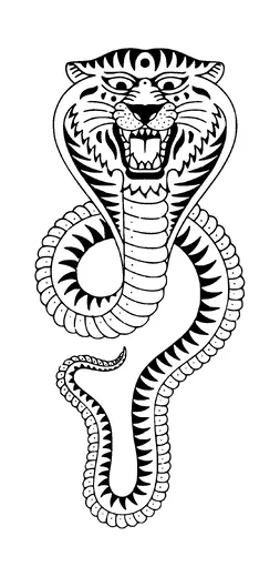 Tiger Head Cobra Tattoo Meaning, PNG and SVG