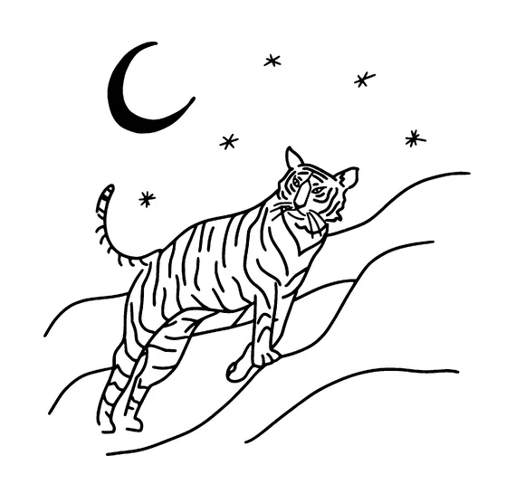 Tiger Simple Tattoo Meaning, PNG and SVG