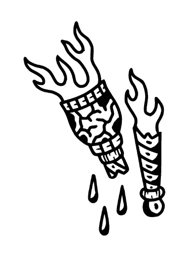 Torch Broken In Half Tattoo Meaning, PNG and SVG