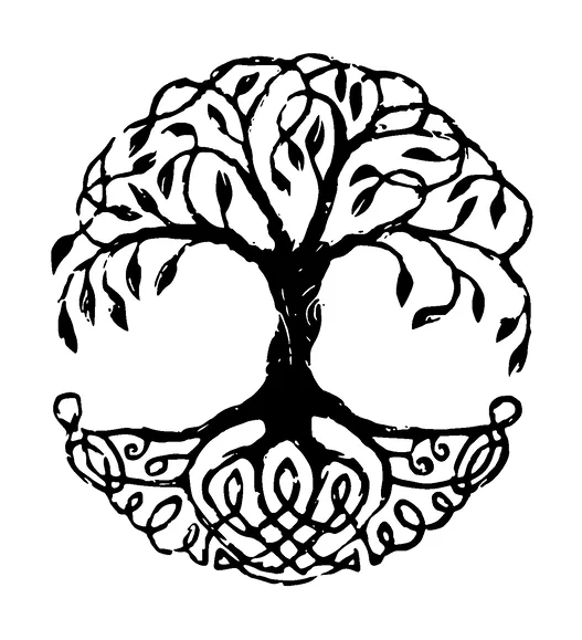 Tree Branch And Roots Circle Tattoo Meaning, PNG and SVG