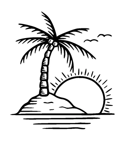 Tropical Island Tattoo Meaning, PNG and SVG