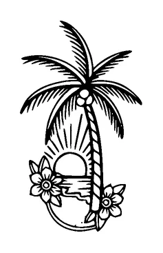 Tropical Palm Tree And Sun Tattoo Meaning, PNG and SVG