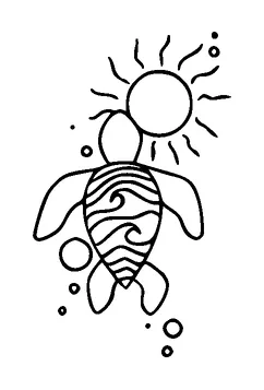 Turtle And Sun Tattoo Meaning, PNG and SVG