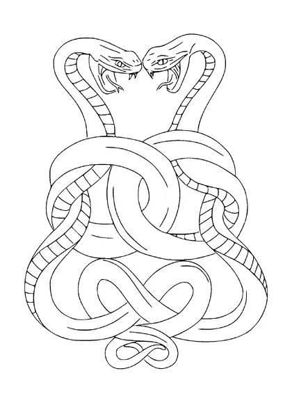 Two Crossed Snakes Head To Head Tattoo Meaning, PNG and SVG