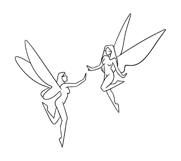 Two Lady Fairies Tattoo Meaning, PNG and SVG