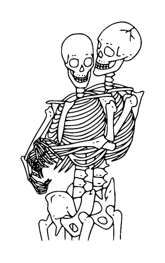 Two Skeletons Hugging Tattoo Meaning, PNG and SVG