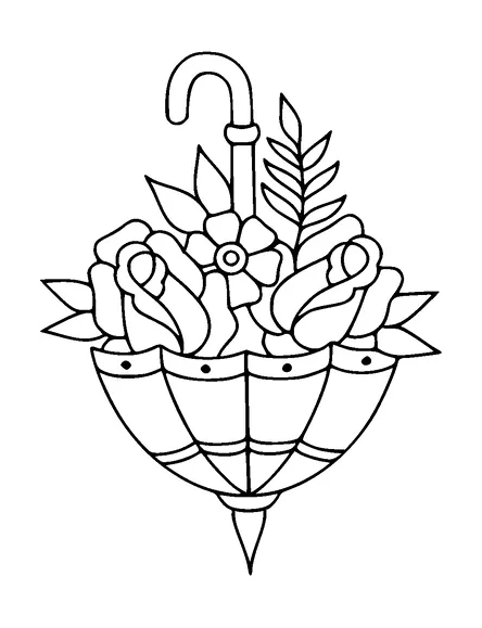 Umbrella With Flowers In It Tattoo Meaning, PNG and SVG