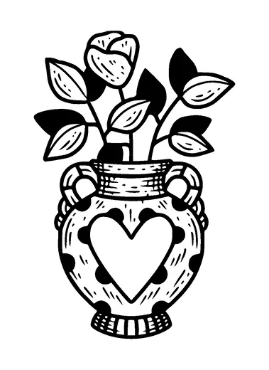 Vase With Heart And Flowers Tattoo Meaning, PNG and SVG