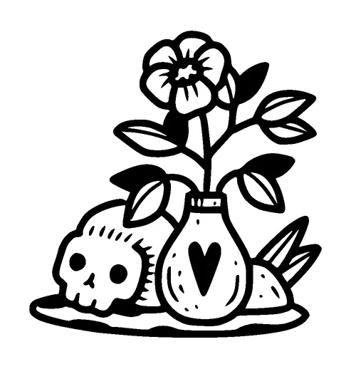 Vase With Skull Tattoo Meaning, PNG and SVG