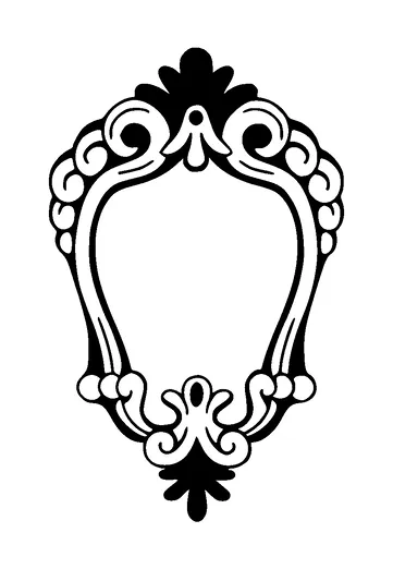 Vintage Mirror Frame Tattoo Meaning, PNG and SVG